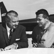 Kelly Johnson with U-2 pilot Gary Powers in 1966, with one of Lockheed’s iconic spy planes in the background. Powers had been shot down over the Soviet Union while flying a U-2 in 1960. (US Air Force)